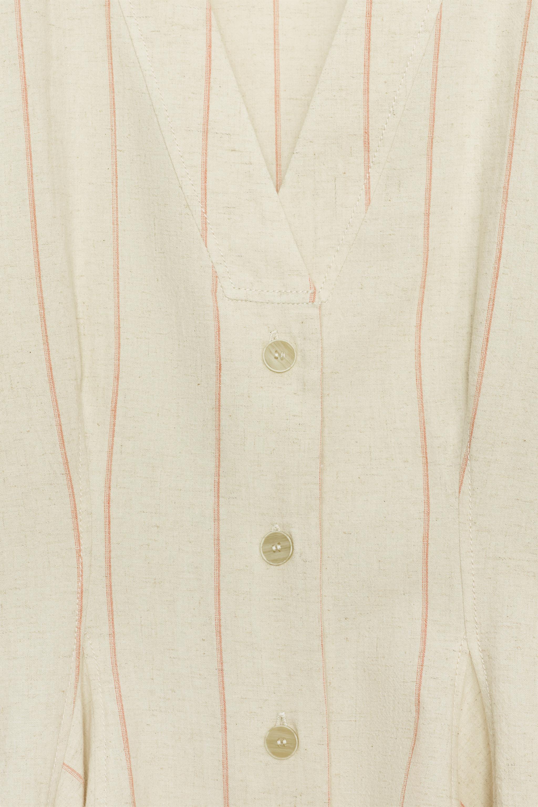 STRIPED FITTED LINEN BLOUSE